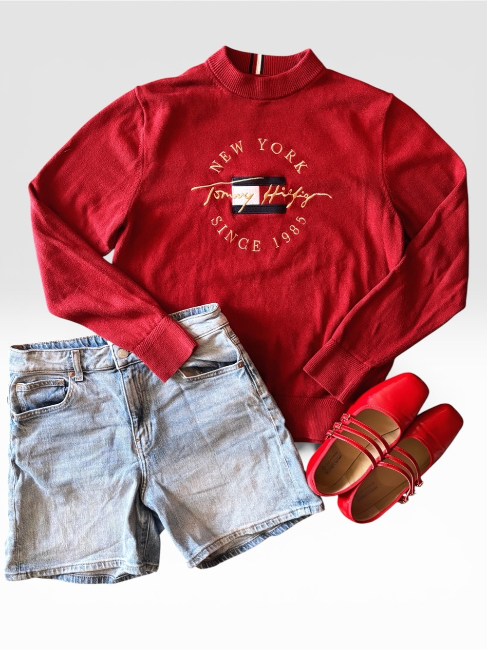 Tommy Hilfiger Classic Red Cotton Sweater | Preppy Collegiate Vintage Style